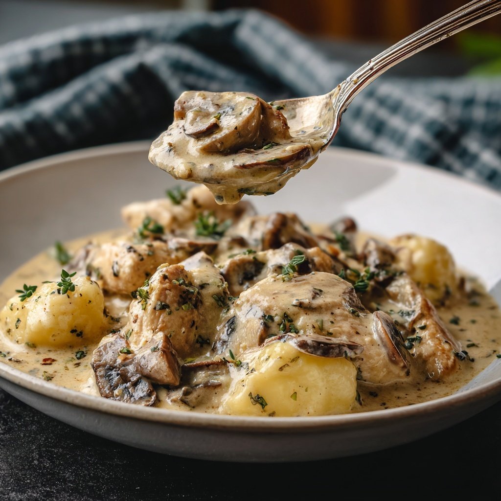 Chicken Stroganoff with Egg Noodles