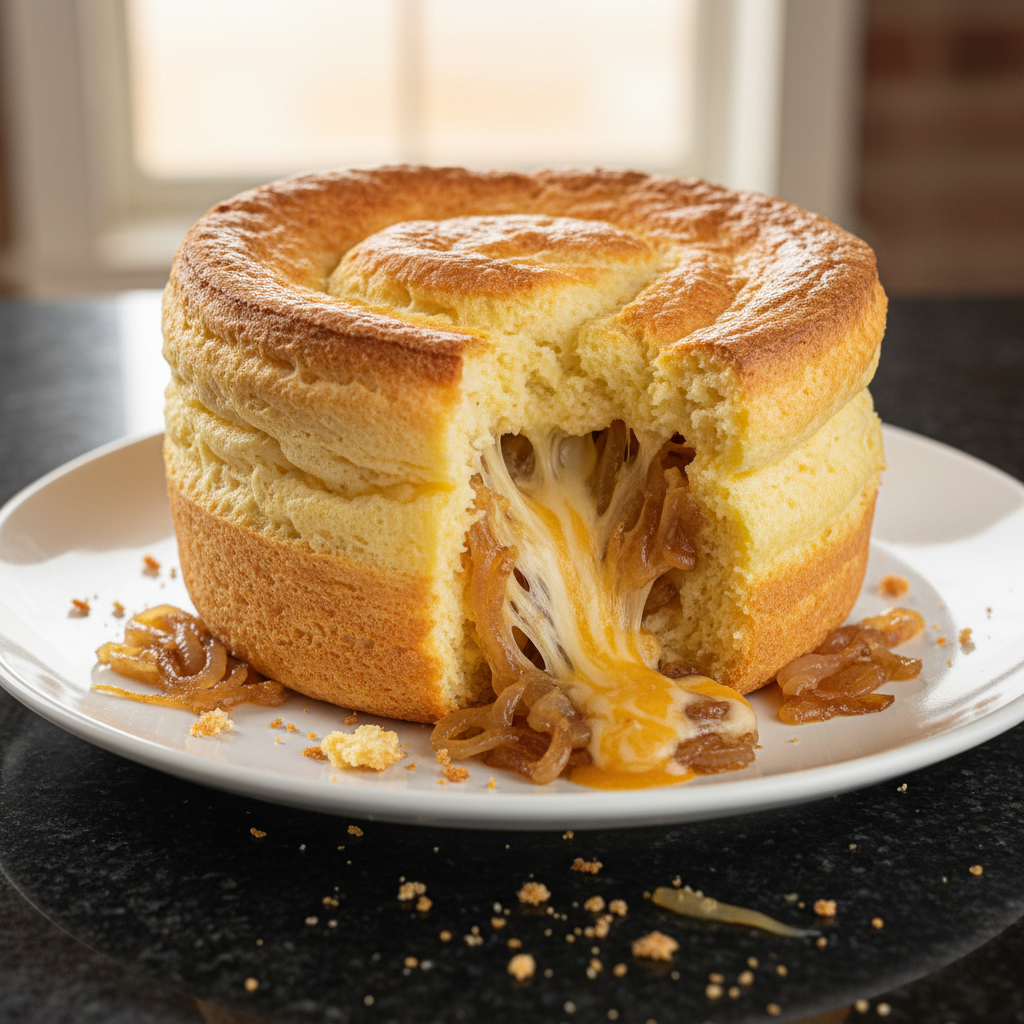 Caramelized Onion and Cheddar Soufflé