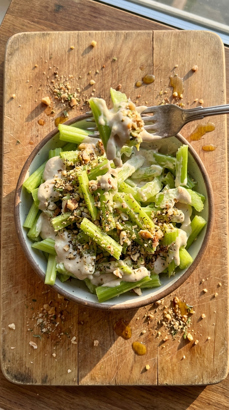 Celery Salad with Tahini Dressing