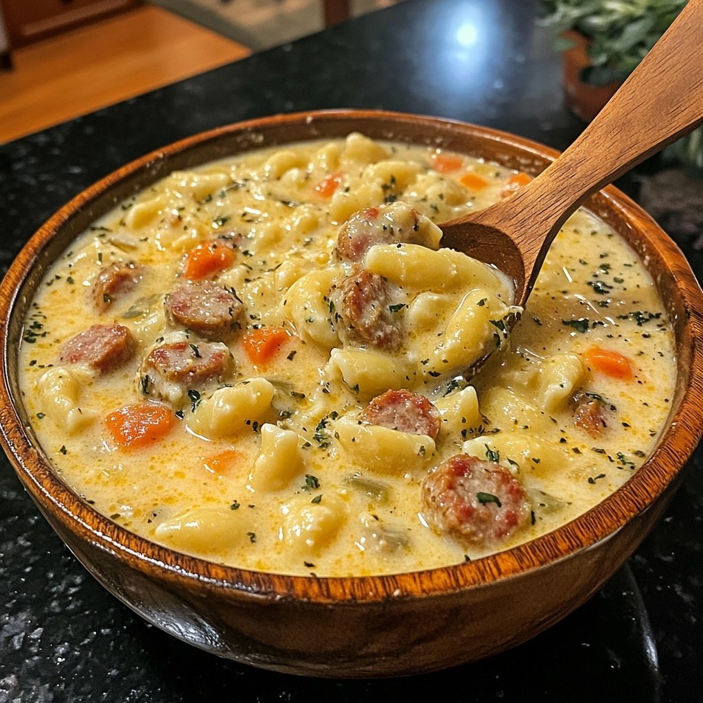 Creamy Parmesan Italian Sausage Ditalini Soup