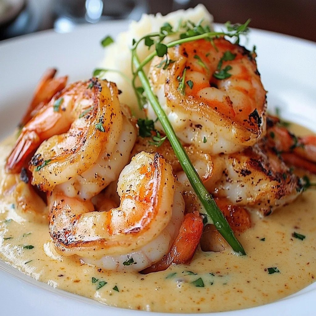 Cajun Shrimp & Salmon w/ Garlic Cream Sauce: An Amazing Ultimate Recipe for 2