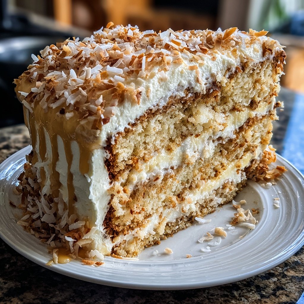 Vanilla Coconut Cake with Toasted Flakes