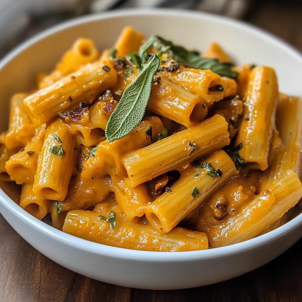 Vegan Pumpkin Tahini Rigatoni