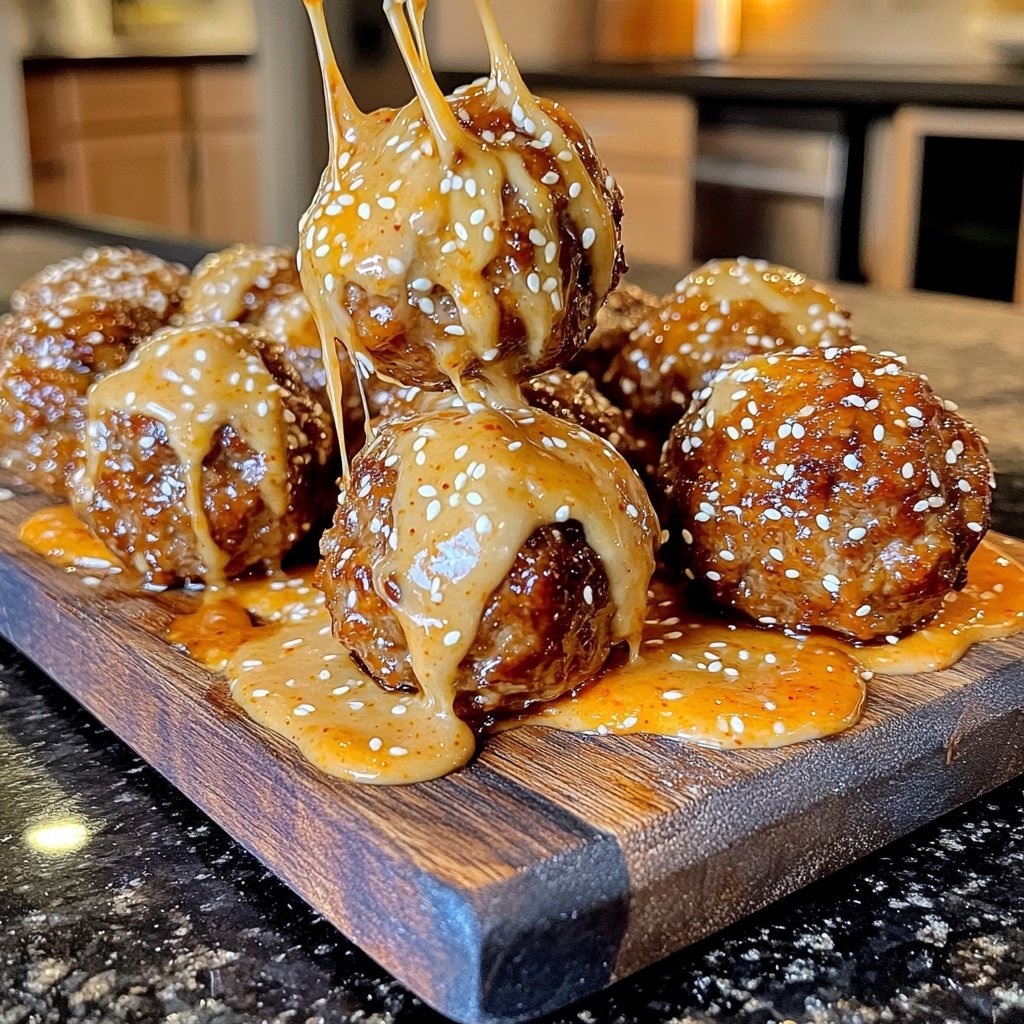 Korean BBQ Meatballs with Spicy Mayo Dip