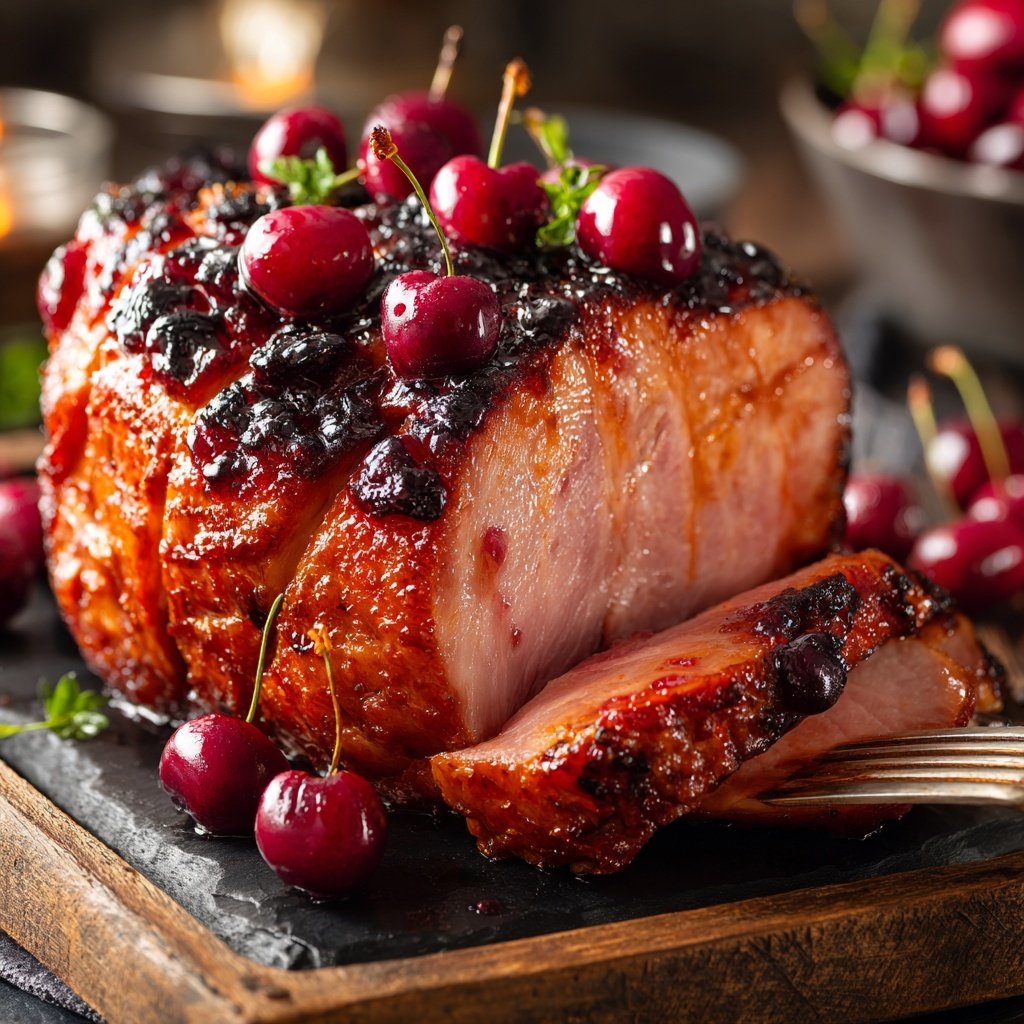 Cherry Bourbon Glazed Ham Centerpiece