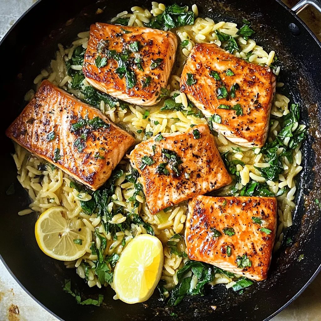 One Skillet Salmon w/ Lemon Orzo: An Incredible 5-Star Recipe