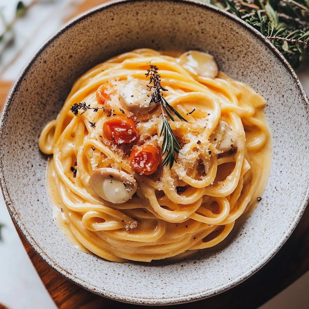 Creamy Pumpkin Alfredo Pasta w/ Autumn Vibes