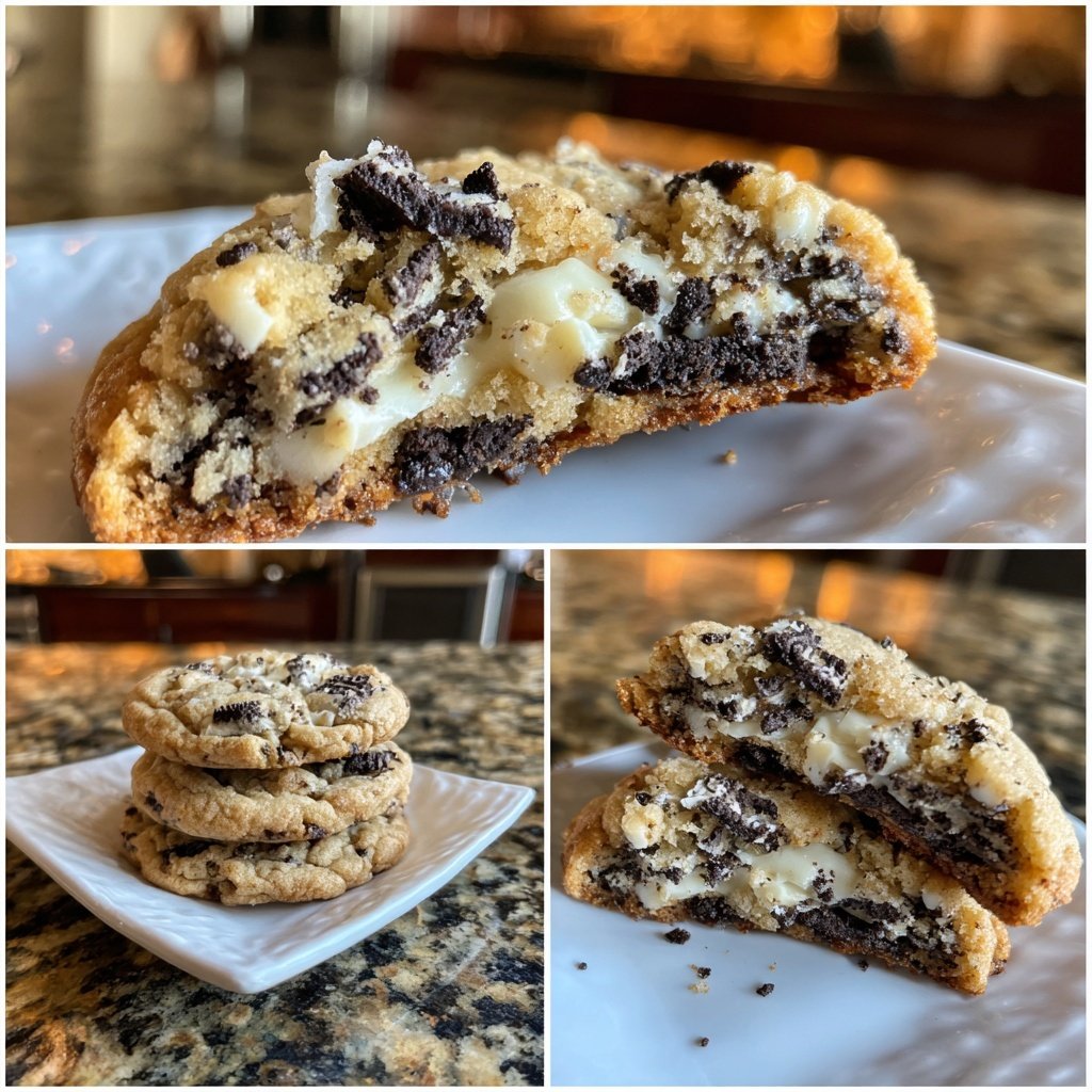 Thick Oreo Stuffed White Chocolate Chip Cookies
