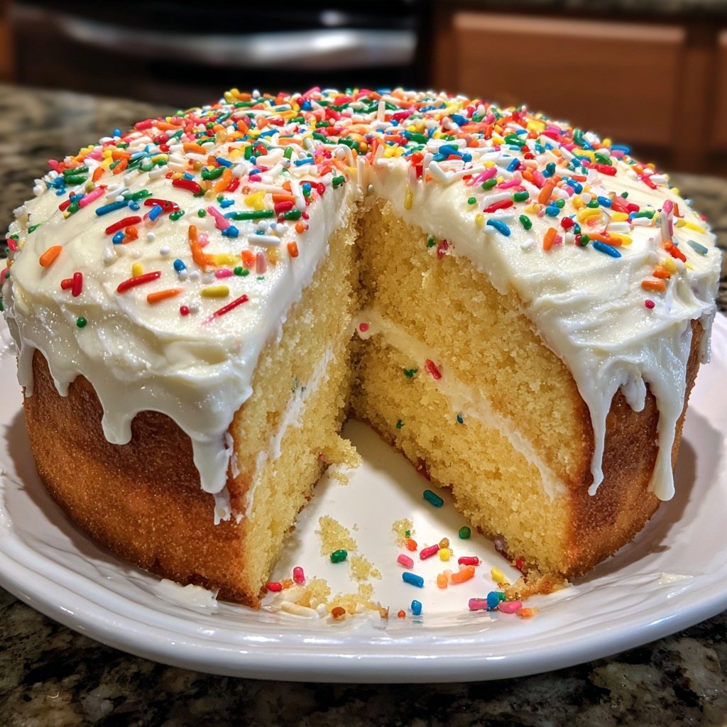 Vanilla Birthday Cake with Rainbow Sprinkles