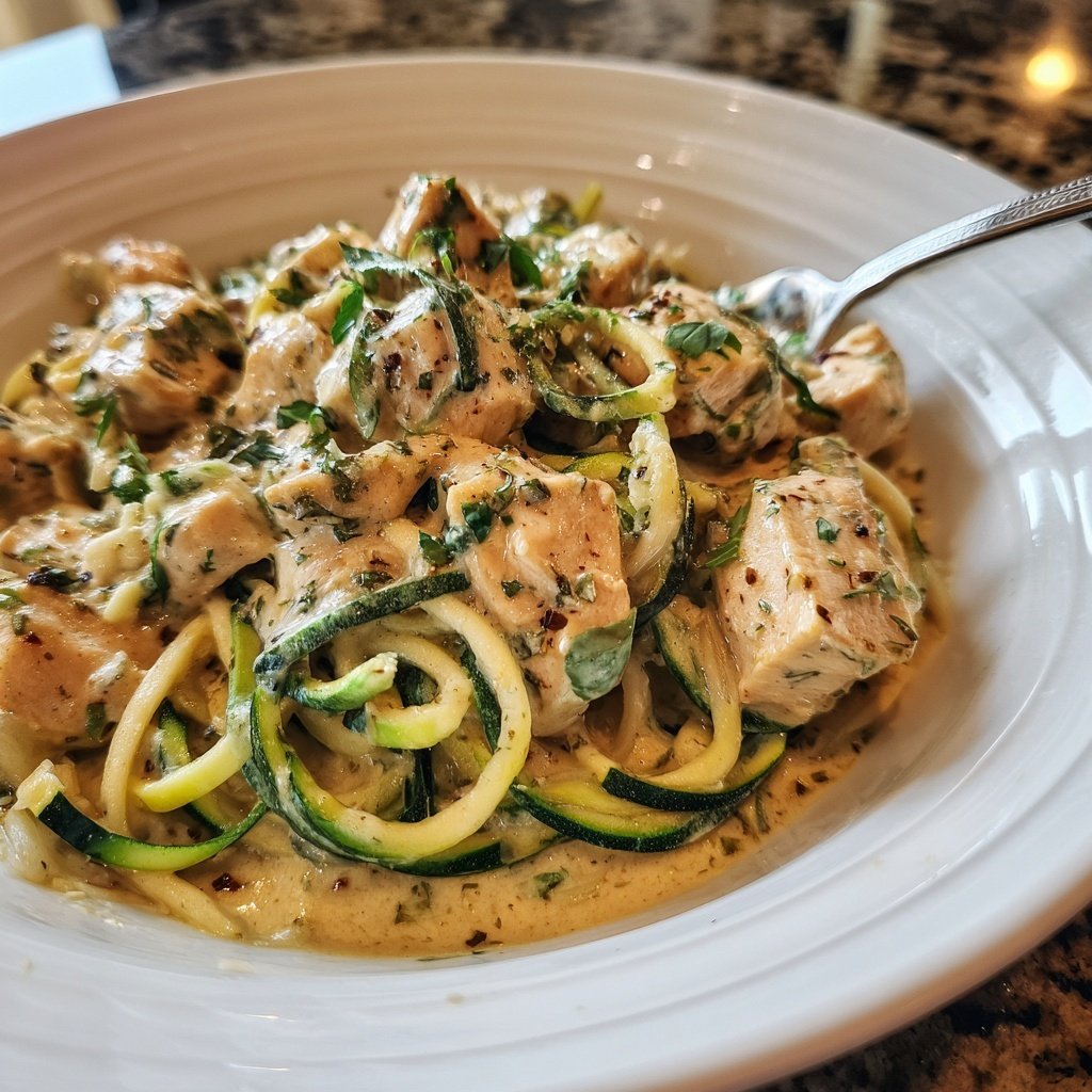 Creamy Chicken and Zucchini Zoodles