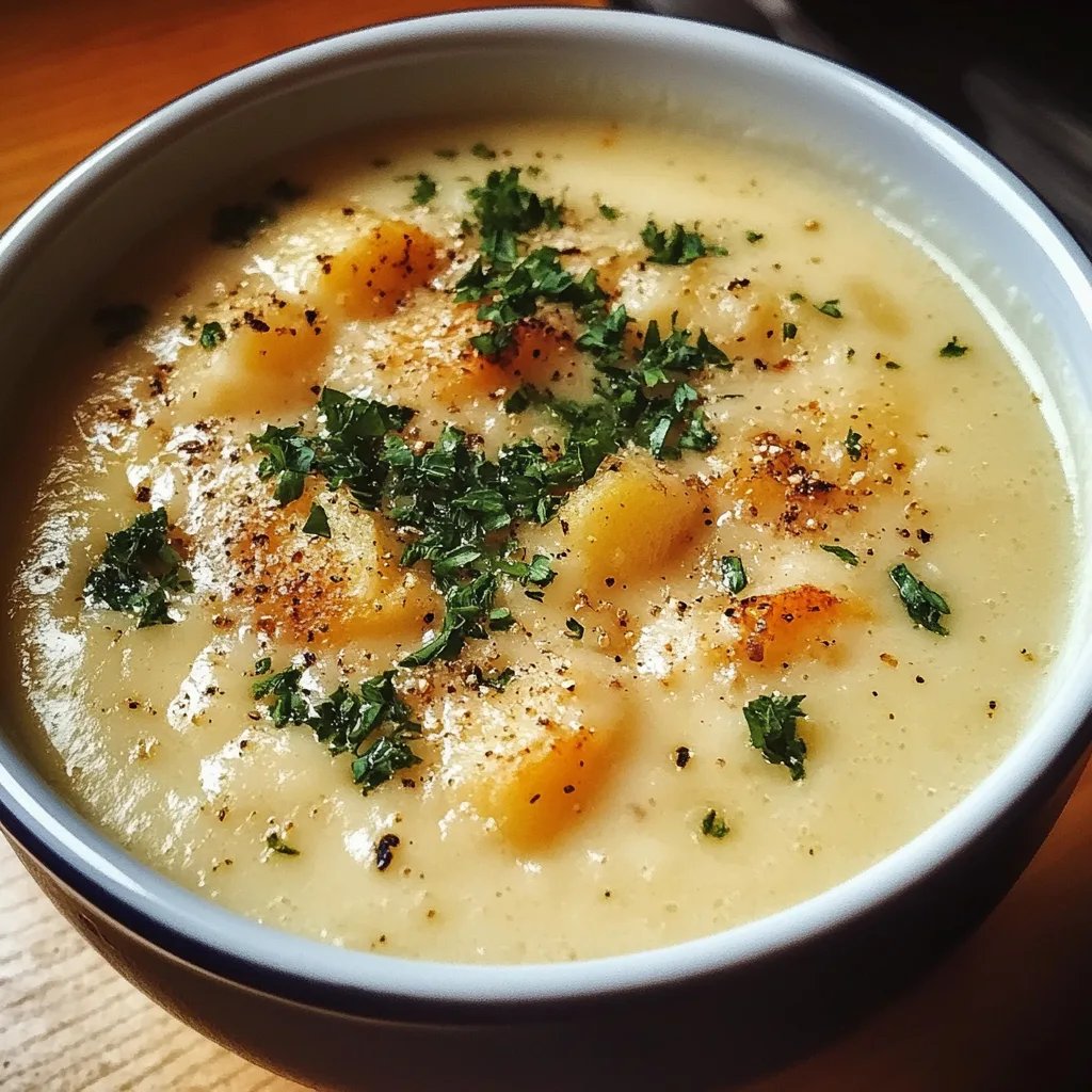 Creamy Cheddar Garlic Herb Potato Soup